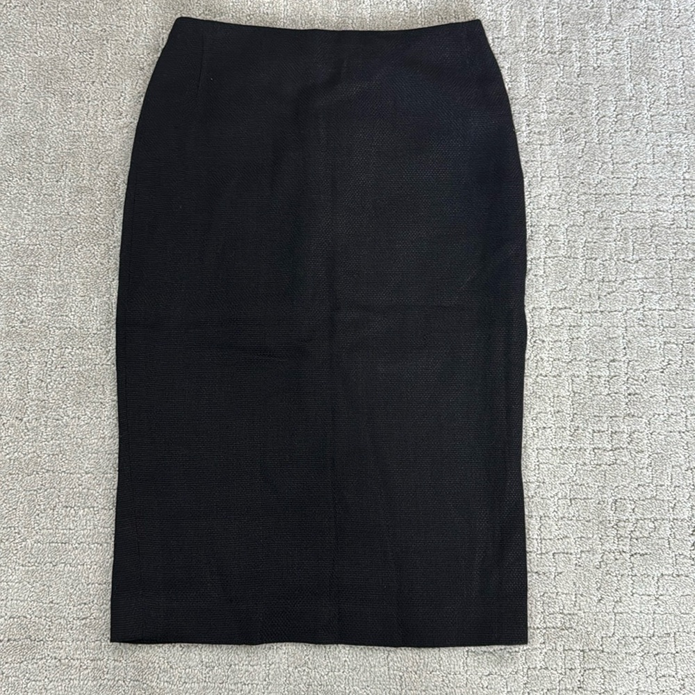 Ralph Lauren purple label linen blend black pencil skirt silk lined made in USA